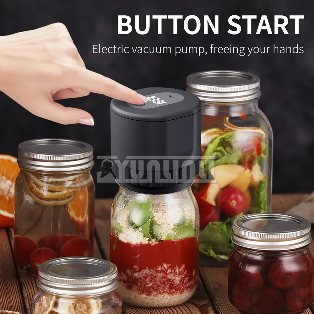 Electric Jar Vacuum Sealer Automatic Jar Sealer For Food Storage And Fermentation With 5 3.3in Lids And 5 2.7in Lids