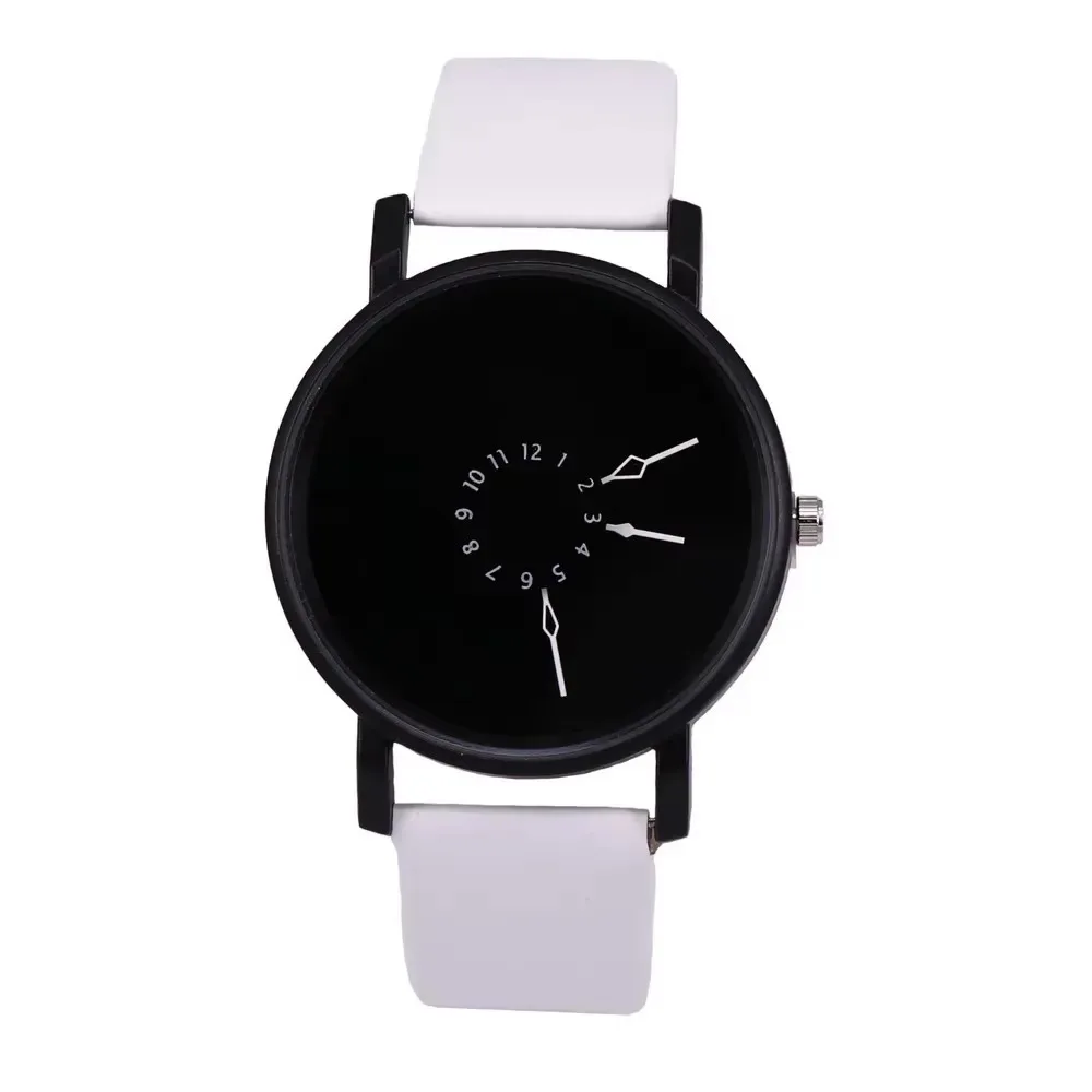 Couple Casual Quartz Watches Leather Band Strap Watch Analog Wrist Watch for Women Men Creative Digital Dial Clock