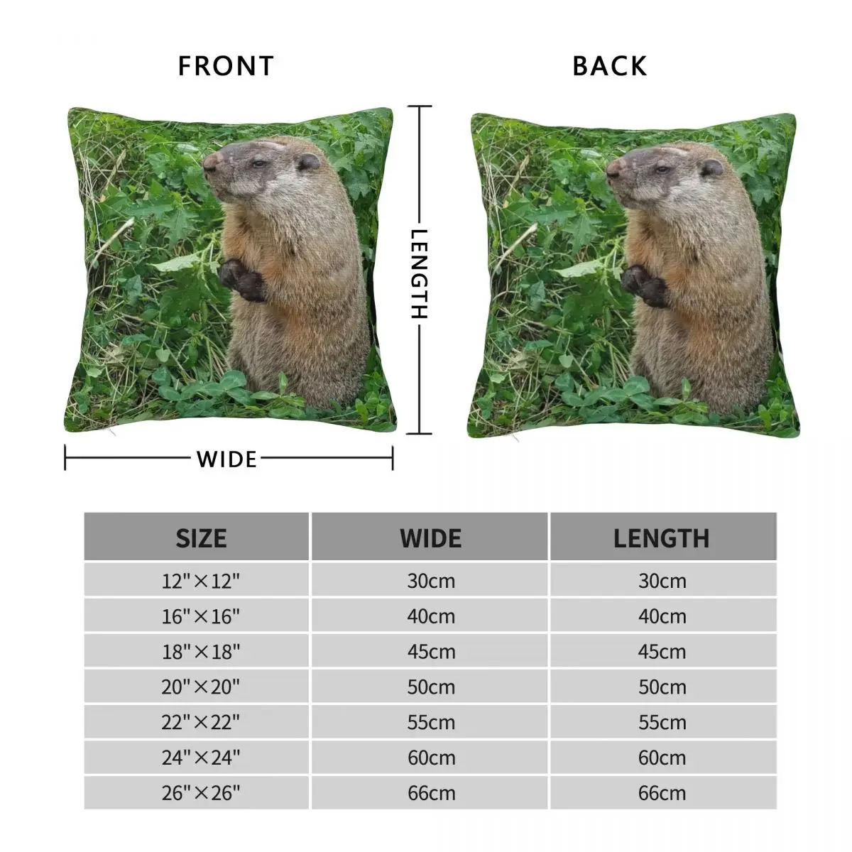 Elderly Groundhog Square Pillowcase Polyester Linen Velvet Printed Zip Decor Throw Pillow Case Room Cushion Cover Wholesale