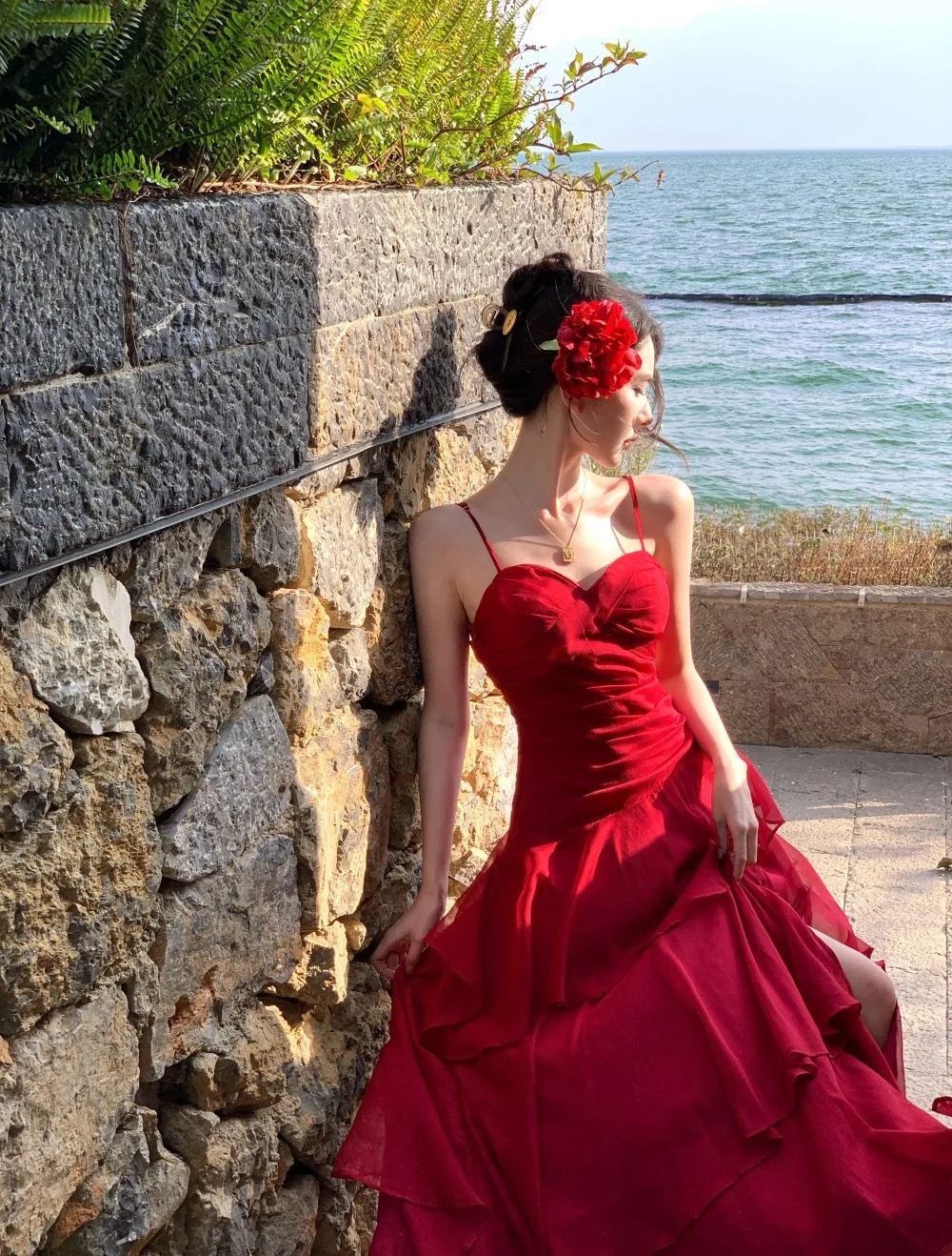 dress with ruching Lace-Up Atria Ruched Long Formal Dress