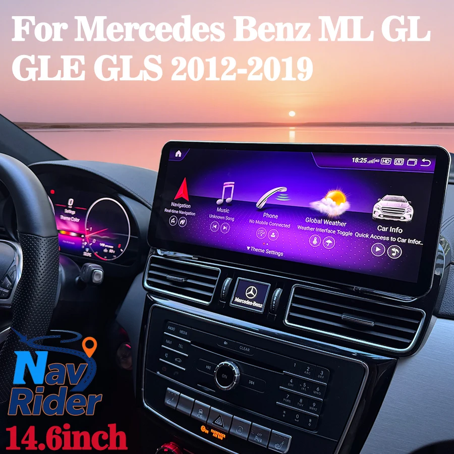 14.6“ Ultra-thin For Mercedes Benz ML GL GLE GLS W166 X166 2012-2019 Carplay Car GPS Navigation Multimedia Stereo Screen Android