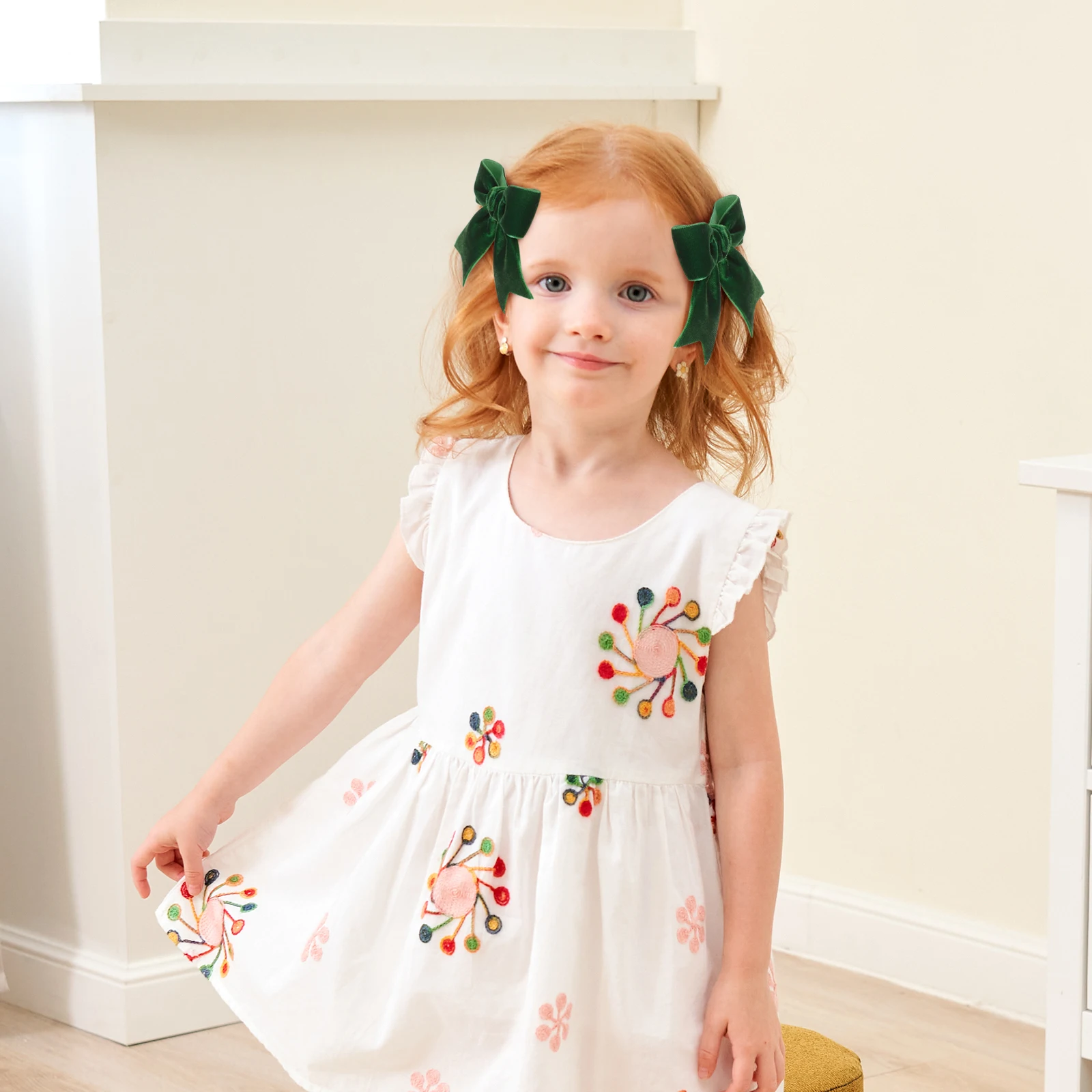 2 uds cinta de terciopelo navideña lazos pinzas para el cabello para niñas Retro rojo verde horquilla hecha a mano accesorios para el cabello de Año Nuevo