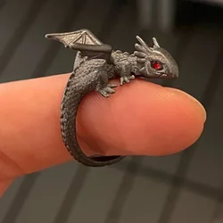 Animal Dragon Rings Women Men Adjustable Black Alloy Rings Simple Daily Shopping Rings Party Gifts Fashion Jewelry Accessories