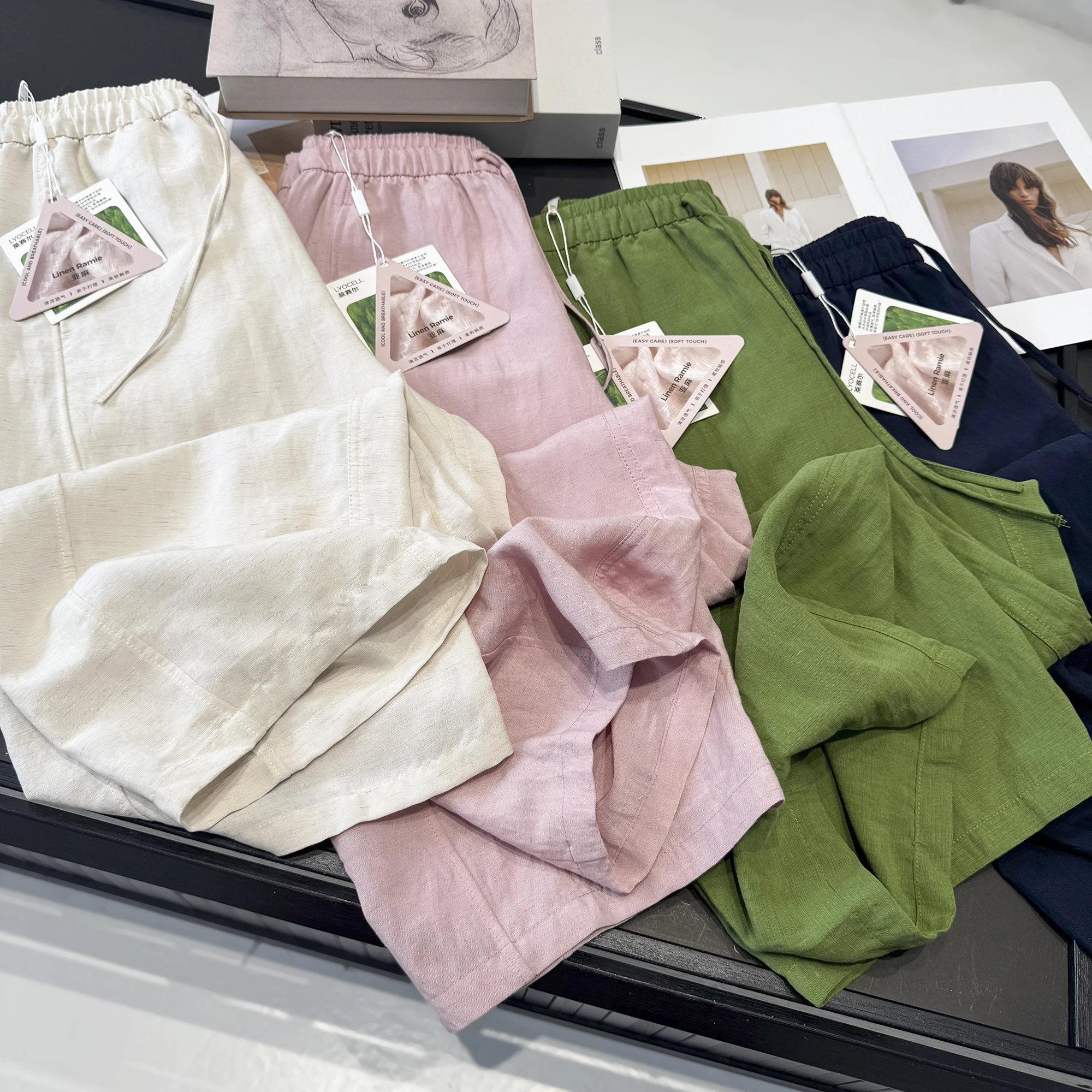 High Waist Straight Leg Balloon Pants Nine Points Drawstring Elastic Slimming Casual Trousers for Women Summer 2026