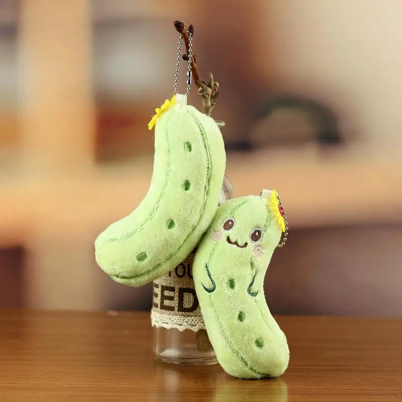 1pc 슈퍼 귀여운 봉제 오이 인형 펜던트 - 열쇠 고리 또는 배낭 액세서리로 이상적