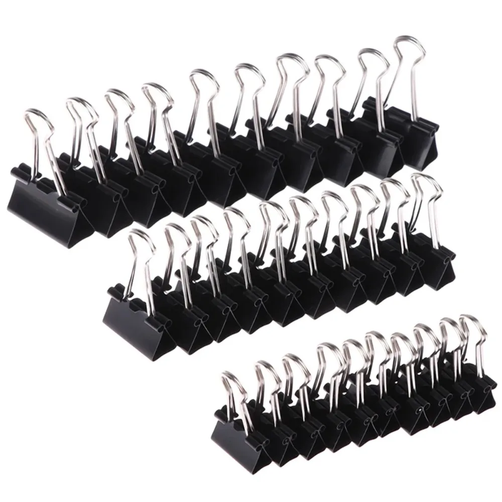 10Pcs Black Metal Binder Clips 19mm 25mm 32mm Foldback Paper Clamp for Notes Letters Documents Office School Stationery Supplies