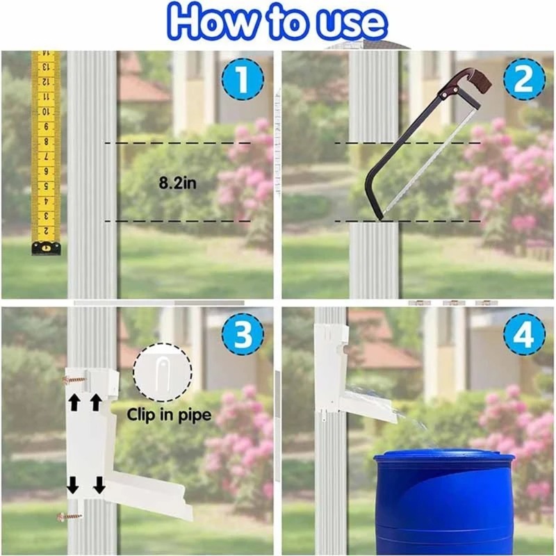 Metal Downspout Rainwater Collector, Heavy-Duty Plastic Downpipe with Open Side Outlet and Painted Finish for 3X4Inch D2RD