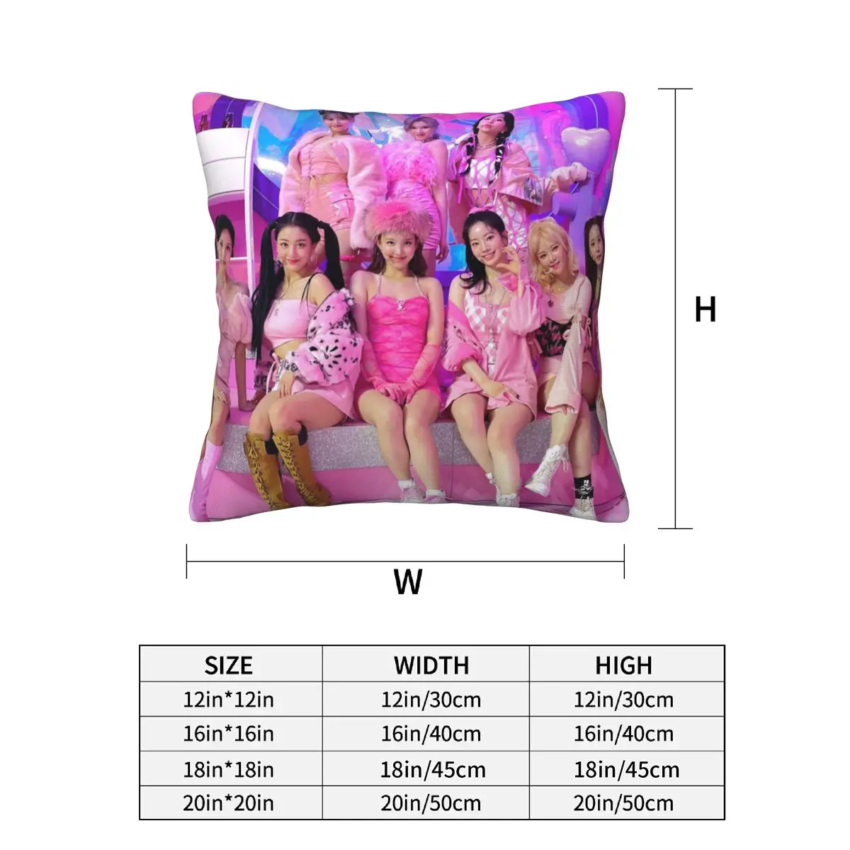 Fun K-Kpop S-Singer T-Twice Girls 2 pcs Square Pillowcase Pillow Cover Cushion Decor Comfort Throw Pillow for Home Bedroom