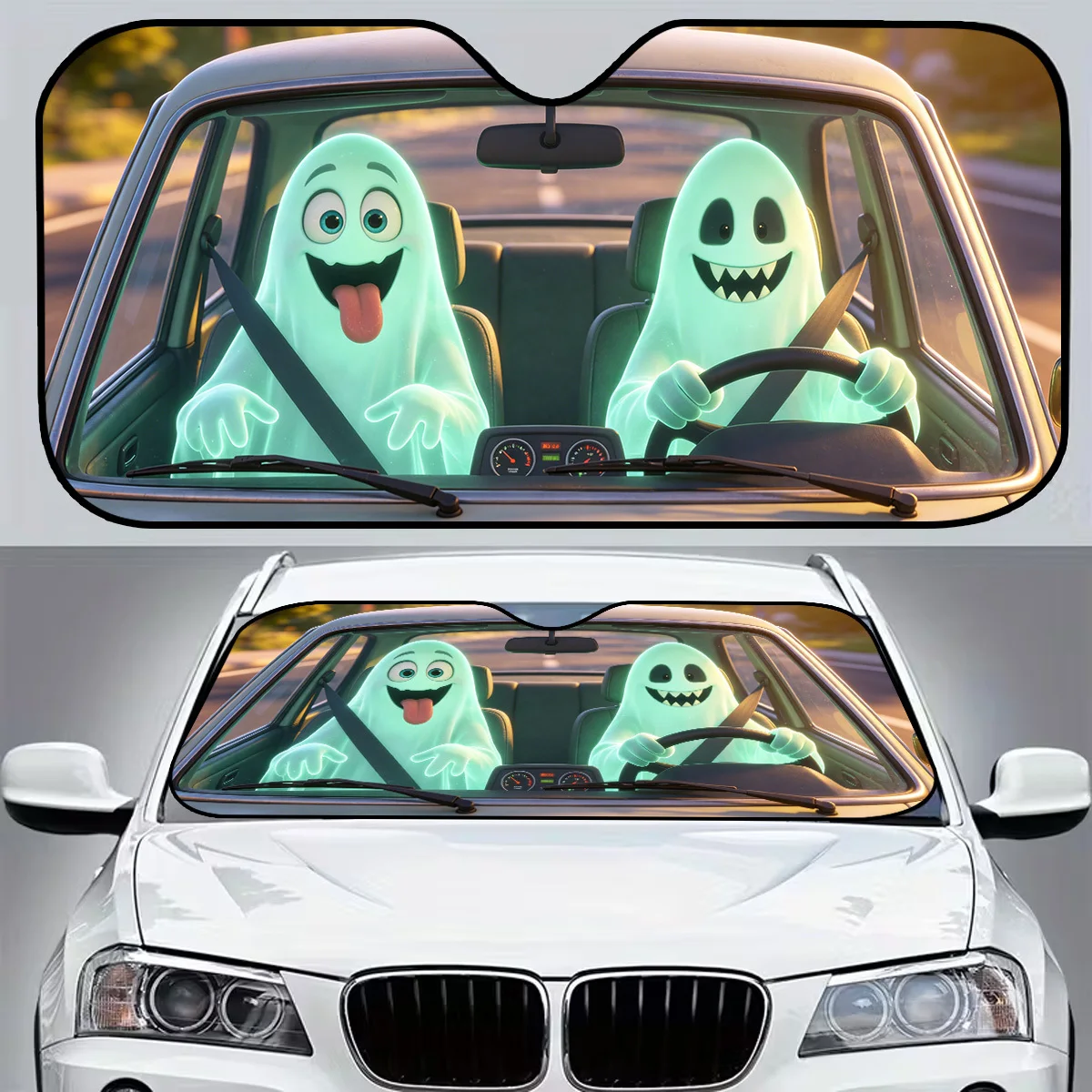 1pc Cartoon Character Car Sunshade, Foldable for Easy Storage, Effectively Blocks Sunlight to Help Keep the Car Interior