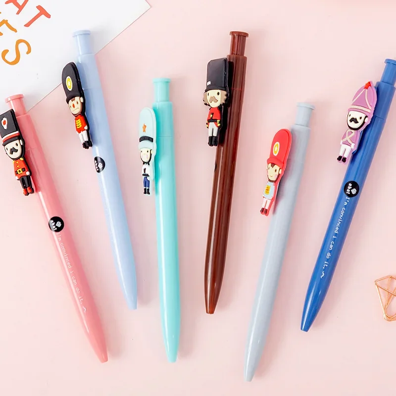 

50PCS British style creative press ball pen 0.5mm student cartoon ball pen soldier B