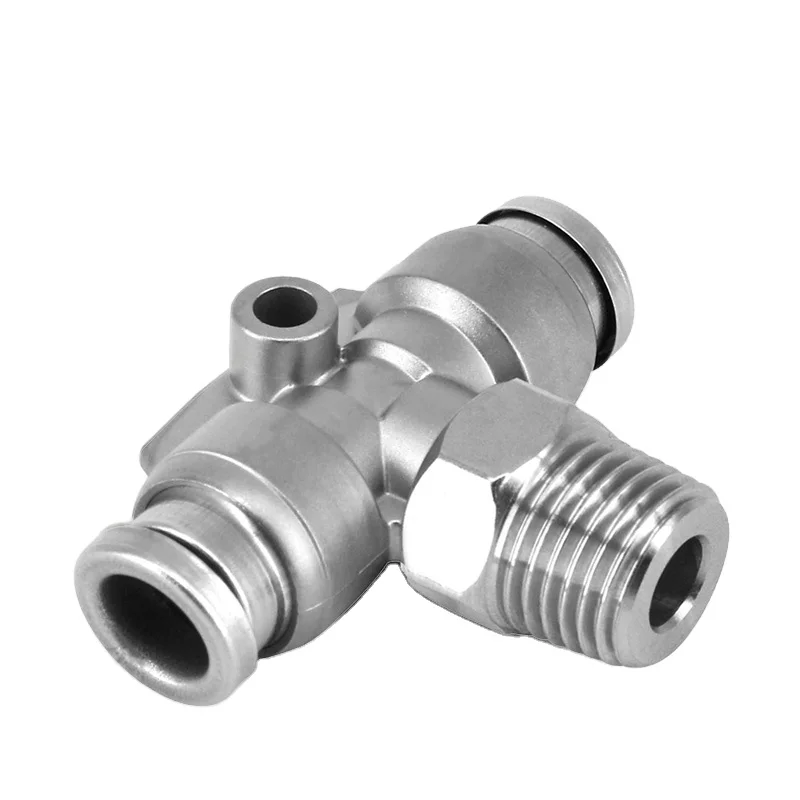 

Быстрый соединитель воздушной трубы из нержавеющей стали 304, быстрая заглушка, пневматический соединитель, прямой колено с резьбой, Т-образный тройник