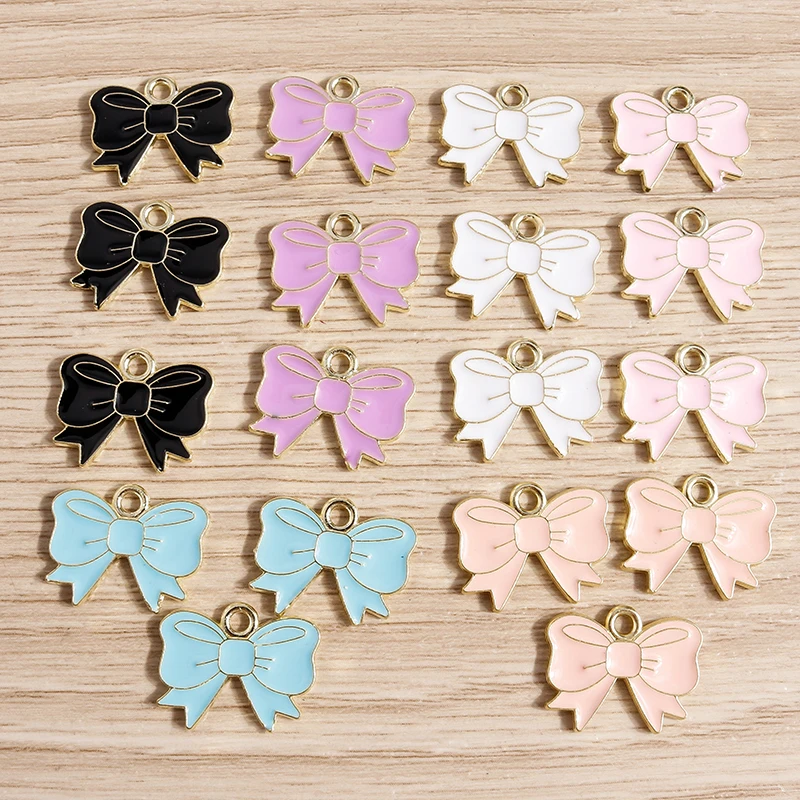 10 Stück, 35 x 32 mm, niedliche Metall-Anhänger in Form von Schleifen zum Basteln von Schmuck, Halsketten, Ohrringen, Armbändern und anderen Accessoires, DIY-Bastelmaterial. – Detail 10