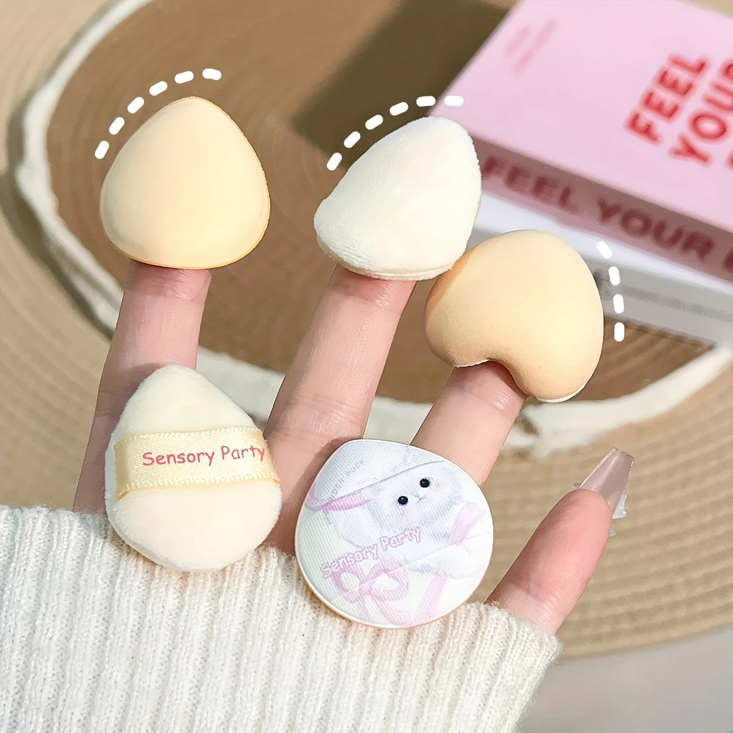 Éponges à pouce en peluche Ultra douces, 5 pièces, pour le maquillage, Application douce pour liquide/poudre/crème, utilisation sèche et humide, ensemble cosmétique mignon