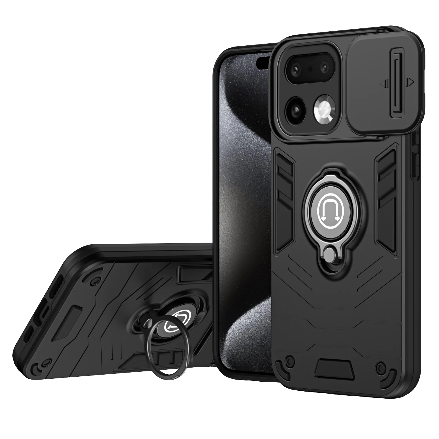Sliding Window Metal Finger Holder Case for OPPO Realme 16 Pro Plus / 16 Pro 5G Shockproof Armour Camera Protection Cover Funda