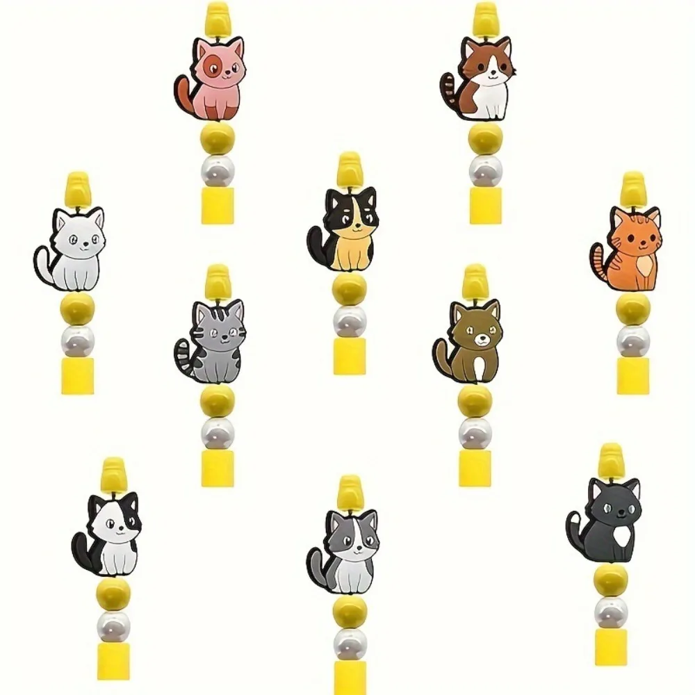 Necklace Making Cat Shaped Cat Shaped Beads Silicone Mix Color Silicone Focal Beads Loose Beads DIY Craft