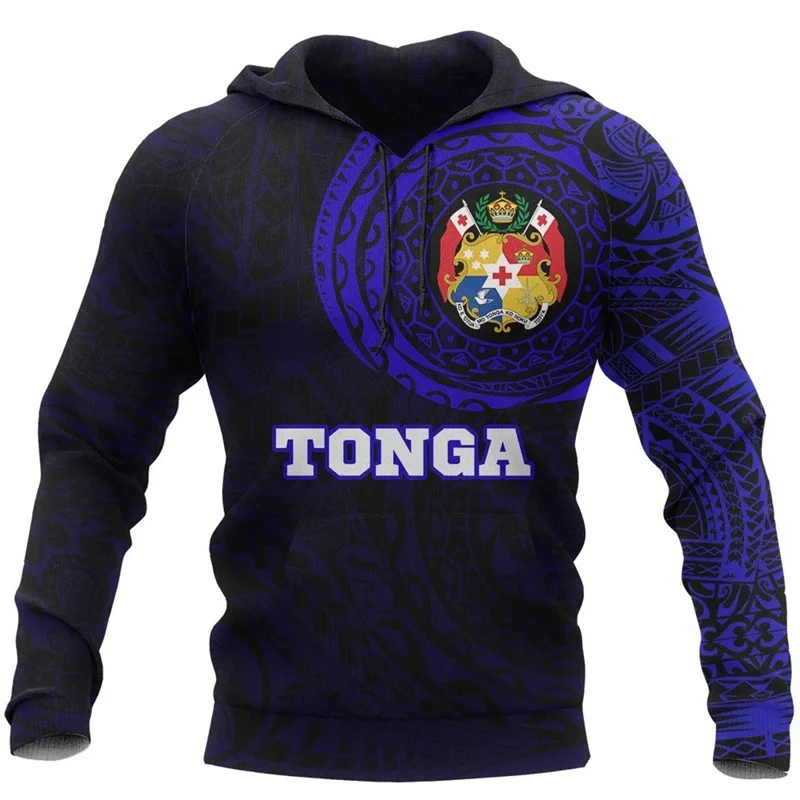 3D dicetak Kerajaan Tonga peta bendera hoodie pria Tonga mantel lengan grafis berkerudung hoodie Vintage pullover atasan