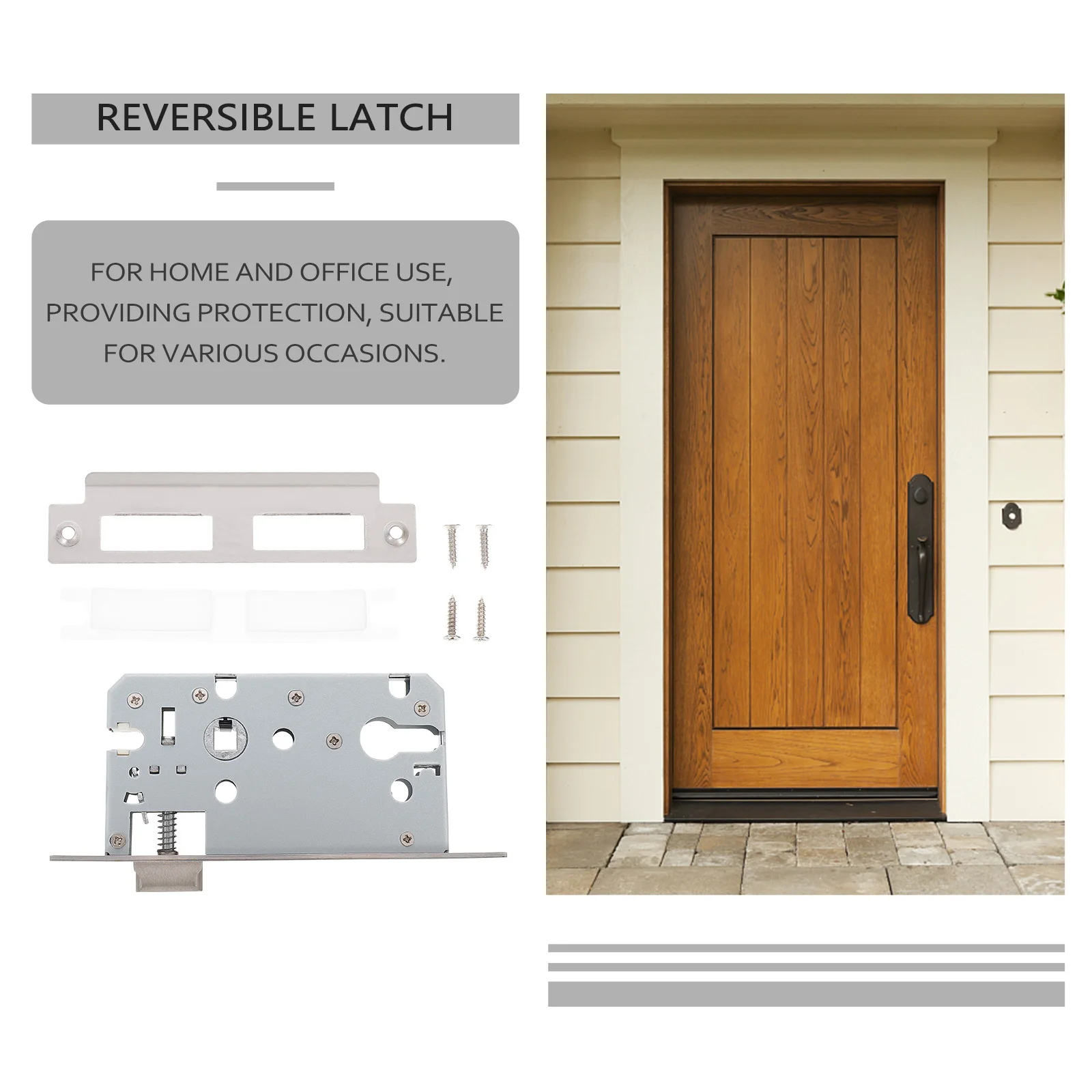 

Stainless Steel Reversible Lock Reliable Room Door Latch Home Entry Protection Durable Smooth Surface Simple Structure Long Time