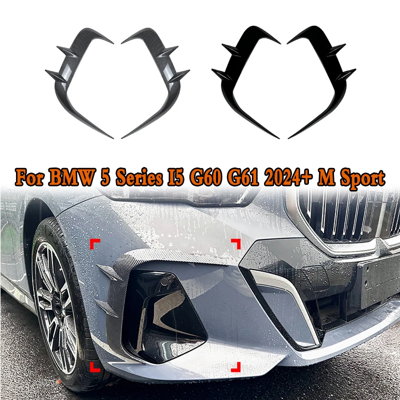 

For BMW 5 Series I5 G60 G61 2024+ M Sport Front Bumper Cover Wind Knife ABS Glossy Fog Lamp Trim Blade Trim Light Car Accessory