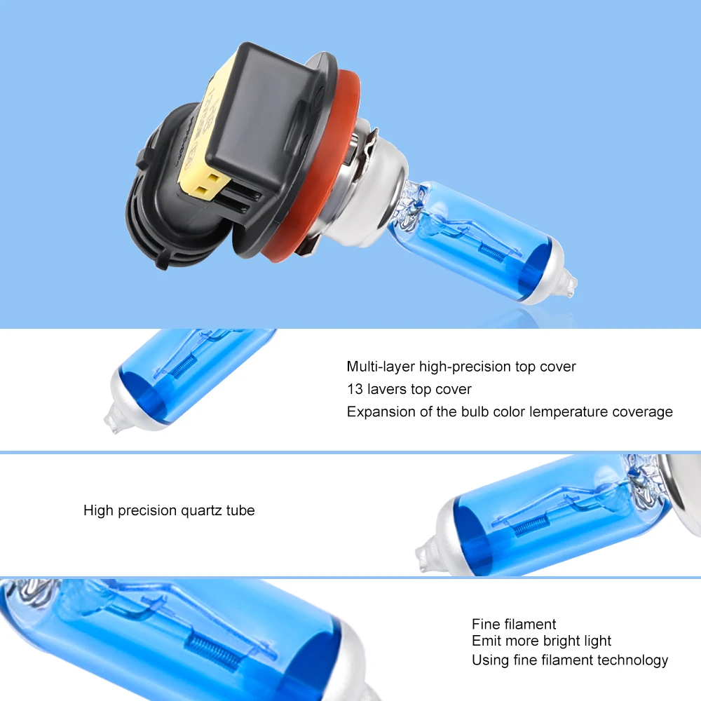 Ampoules halogènes antibrouillard Super blanches H8 H9 H11 55W 65W 12V, 2 pièces, phares de voiture haute puissance, Source de lumière pour parking