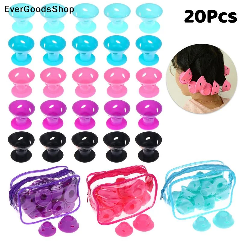 New 20pcs Silicone For Hair Curling Rollers DIY Set With Mushroom Bell Shapes Spiral Design Soft Construction Easy Removal Curls