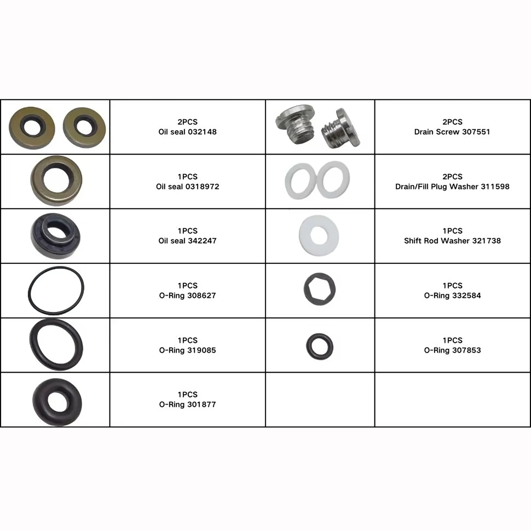 0396350 Lower Unit Seal O-ring Kit Compatible with Johnson Evinrude 2/4 Stroke 8-9.9-10-15HP Marine Engine 396350 Sierra 18-2656