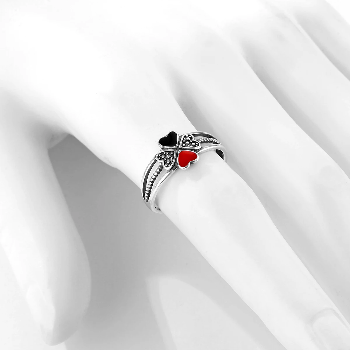 RYJU-Bague à quatre feuilles en argent regardé 925 pour femme, bague en forme de cœur, bijoux fins, symbole Everver, fête rétro, tendance punk