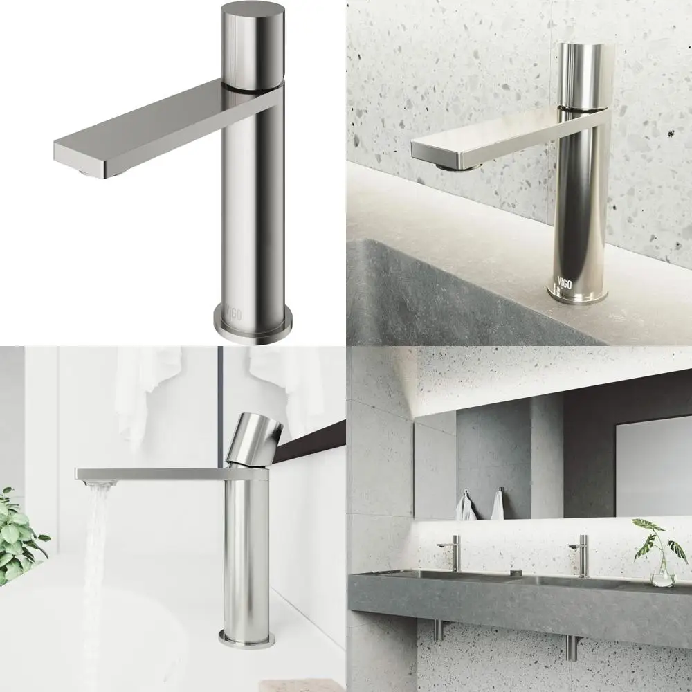 ก๊อกน้ำห้องน้ำแบบมือจับเดี่ยวขนาด 8 นิ้ว สีนิกเกิลขัดเงา พร้อมการติดตั้งแบบรูเดียวสำหรับอ่างล้างหน้าแบบโมเดิร์น