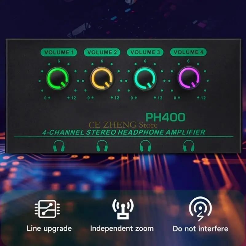 E56B profesjonalny 4-kanałowy wzmacniacz słuchawkowy stereo typu c zasilacz DC5V wiele wyjść słuchawkowych wzmacniacz