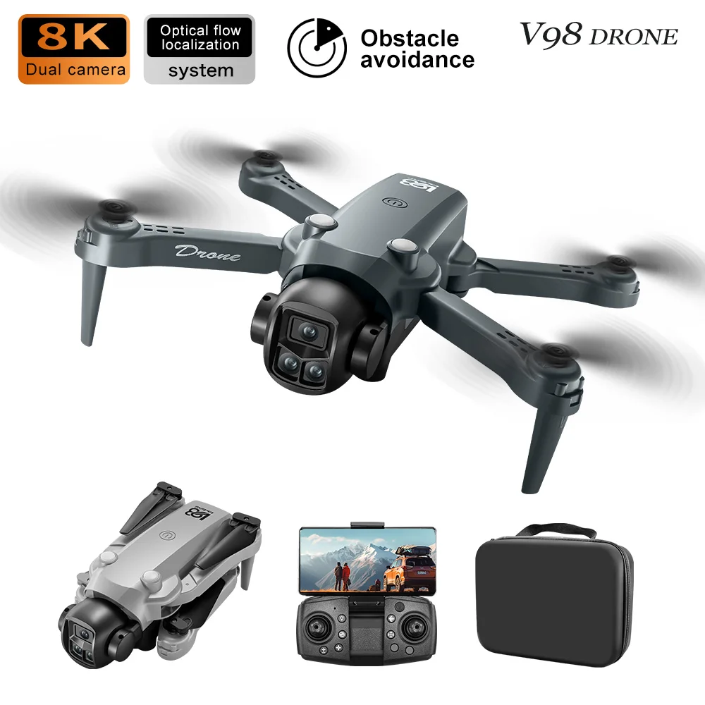 

2025 New Mini Drone V98 with 8K HD Camera Optical Flow Positioning Hovering Intelligent Obstacle Avoidance FPV Flight RC Toys