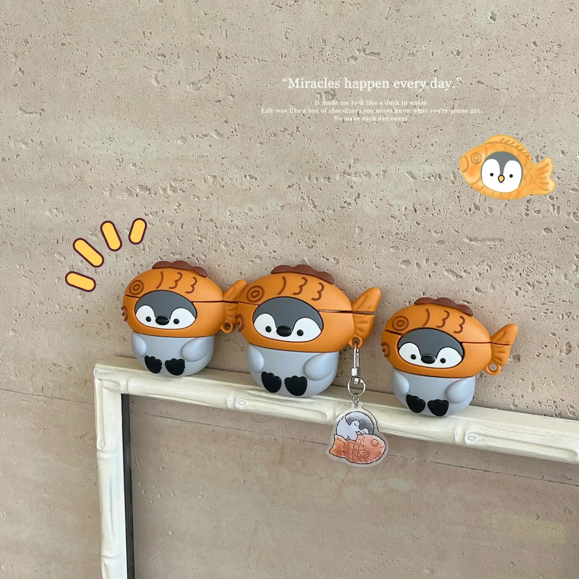 Penguin Cute Case for AirPods 4 Airpod 1 2 3 Pro Pro2 Bluetooth Earbuds Charging Box Protective Earphone Case Cover