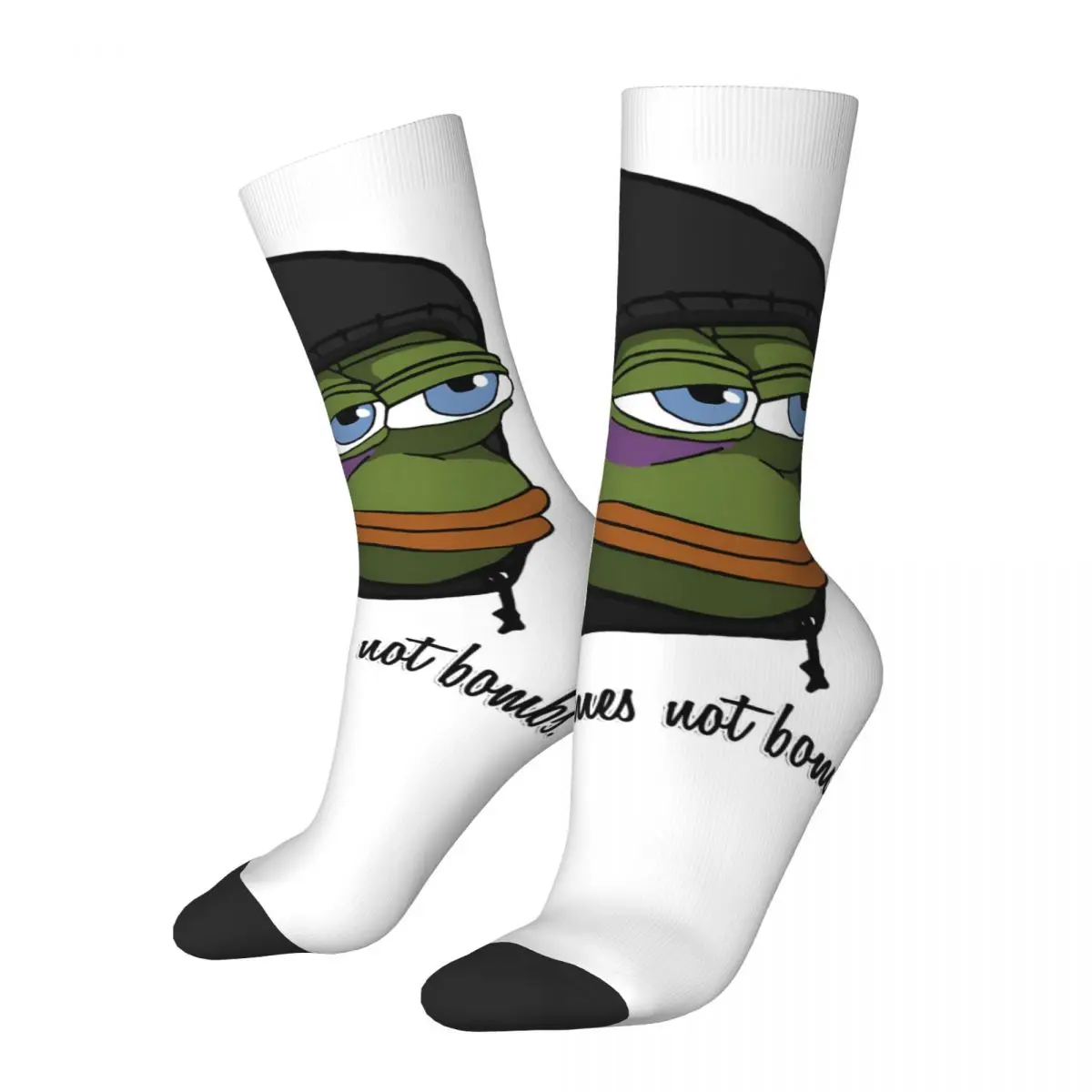 Happy Funny Men's compression Socks Bombs Vintage Harajuku Pepe Frog Animal Hip Hop Seamless Crew Crazy Sock Gift Printed