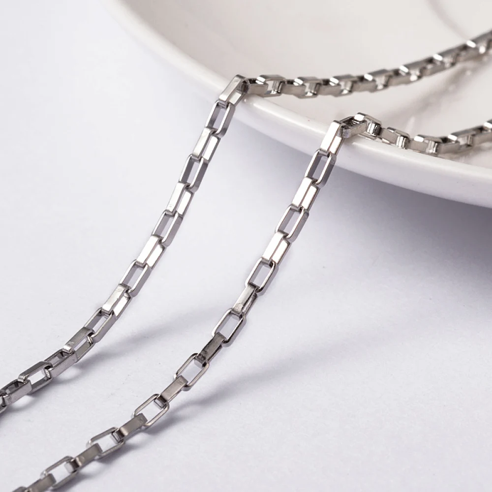 

10m/Roll Unwelded 304 Stainless Steel Rectangle Box Chains for Bracelet Necklace jewelry making Accessories 4x2x1mm,with Spool