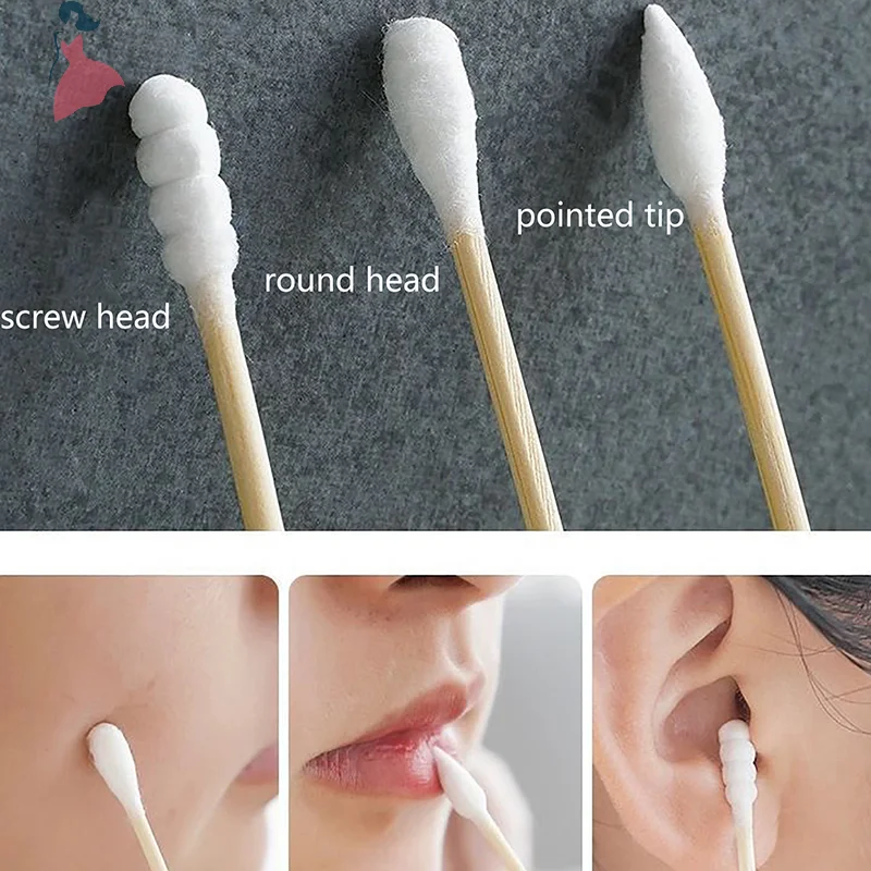 500pcs Boxed Disposable Cosmetic Cotton Double Head Cotton Swab Women Makeup Cotton Buds For Wood Sticks Nose Ears Cleaning Tool