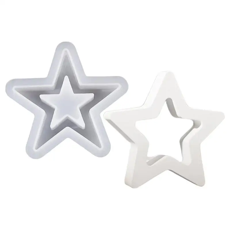 Silicone Resin Molds Silicone Star Mould Desktop Ornament Hollow Star Shaped Mold Chocolate Tools Bakeware Resin Epoxy Mould