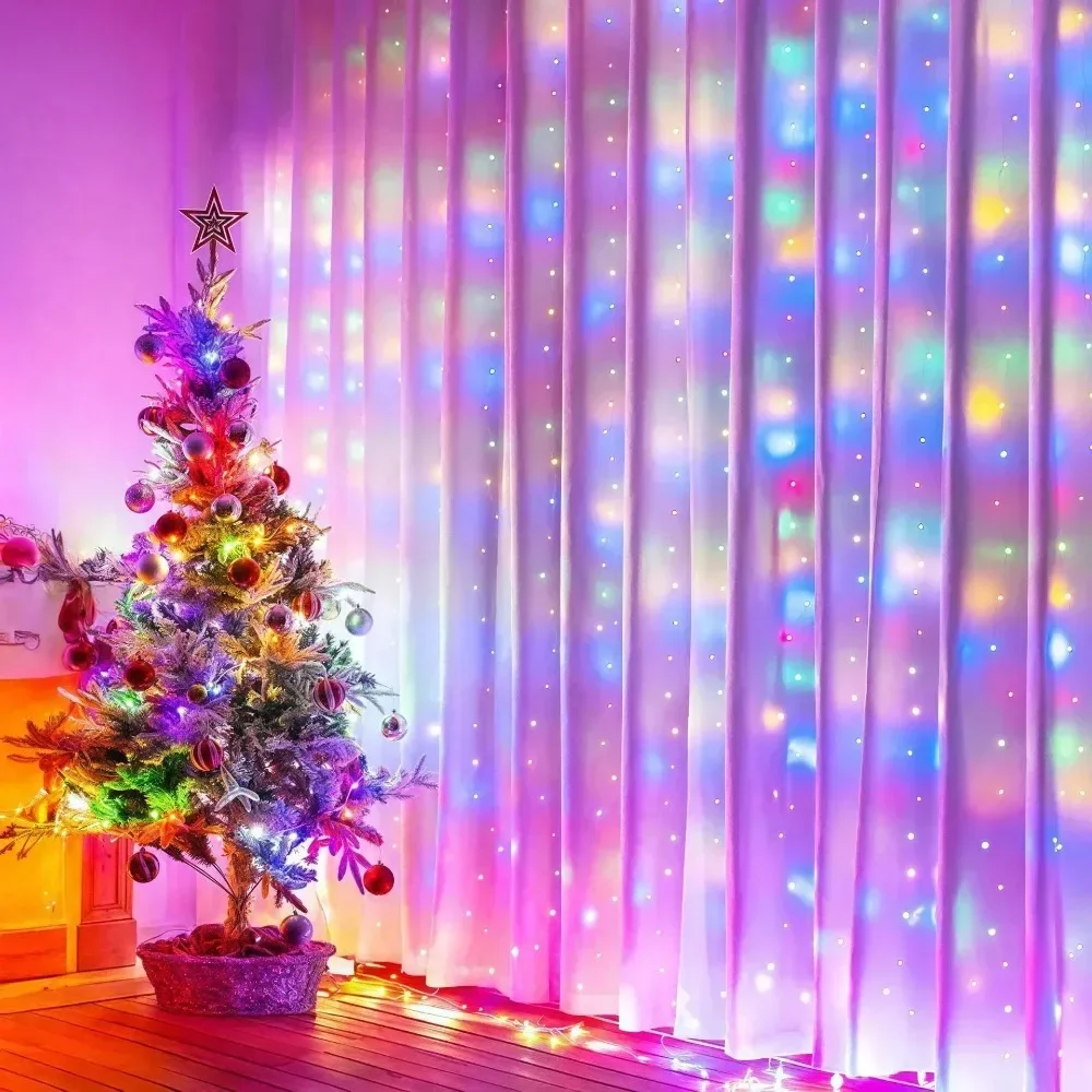 3/4/6 m LED-Vorhang-Lichterkette, Dekoration, USB, Urlaubsgirlande, Feenlampe, 8 Modi, für Zuhause, Garten, Weihnachten, Party, Hochzeit, Dekoration – Detail 13