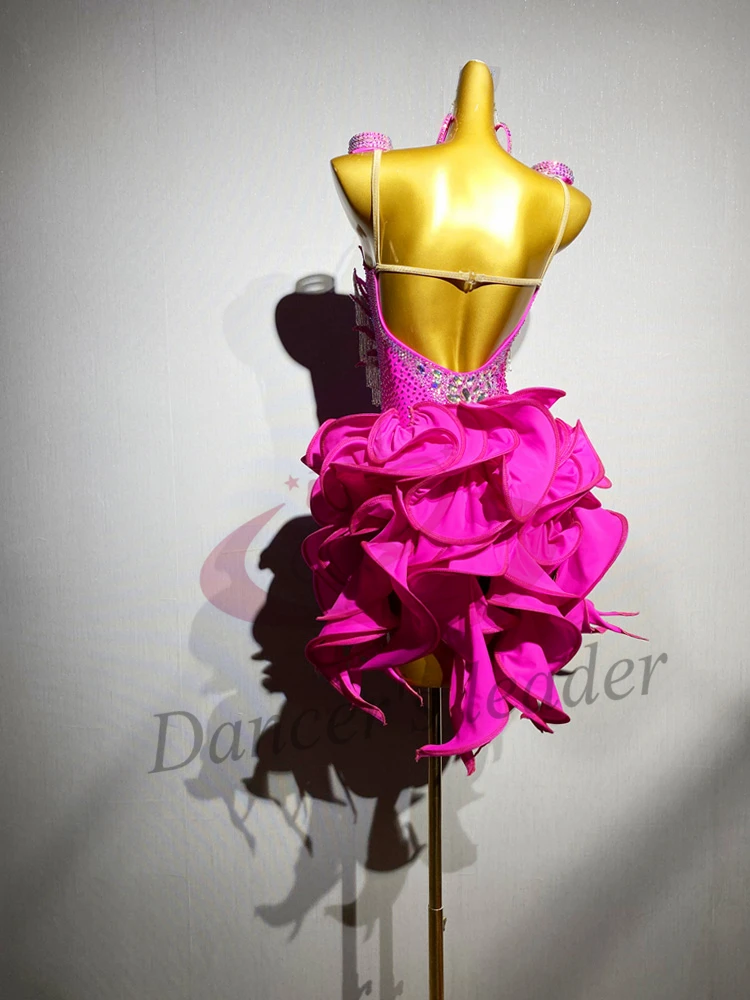 الرقص اللاتيني AB حجر الإناث الكبار الأطفال الراقية مخصصة حبة أنبوب شرابة هيكل السمكة تنورة سوداء بركة السامبا الأداء فستان