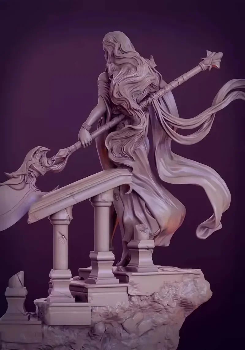 Zestaw modelarski z żywicy 70 mm, starożytna fantasy bohaterka, biała figurka, niezmontowany i niepomalowany zestaw.