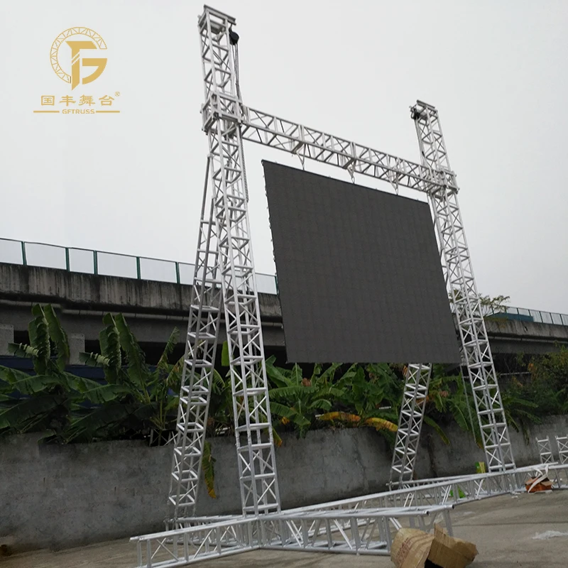 Aluminum Goal Post Truss System Customized LED Screen Speaker Lifting Tower for Shows Performances