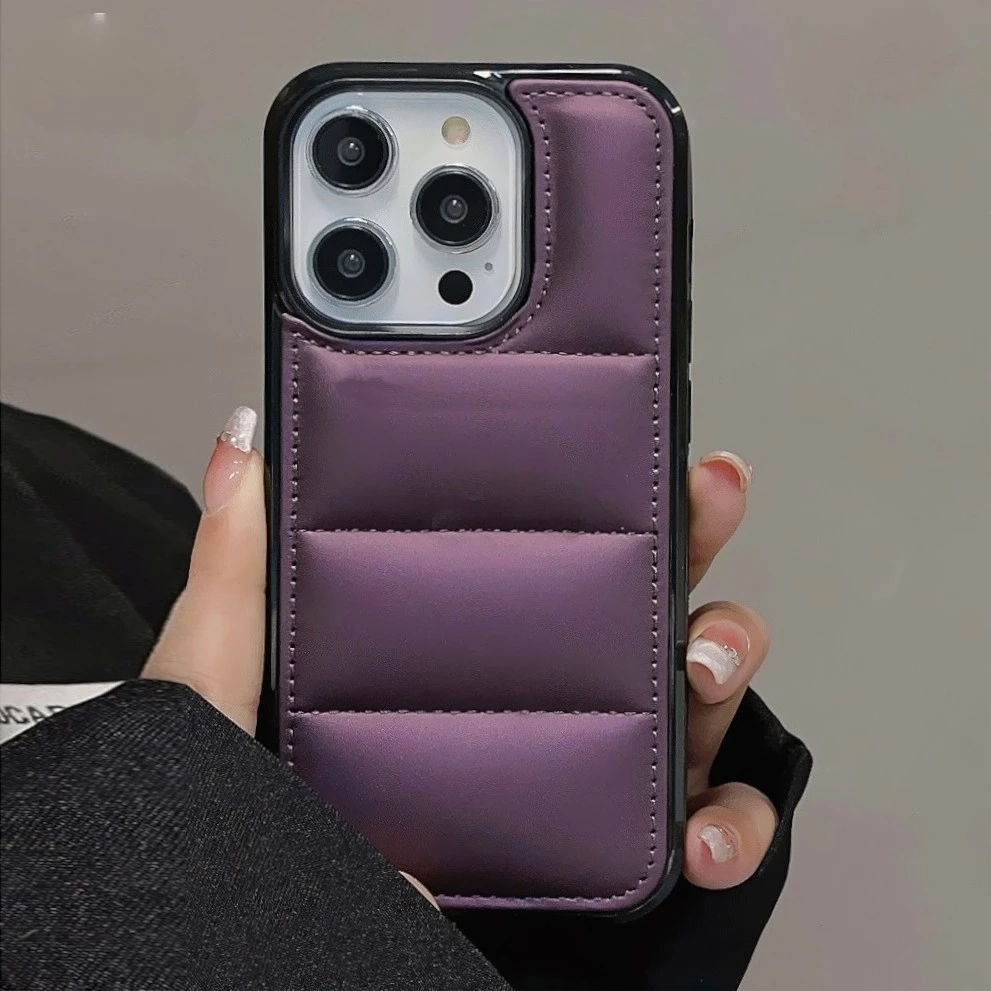 Winter Down Jacket The Puffer Case For iPhone 16 14 13 15 12 Pro Max Mini XR X XS 7 8 Plus Soft Fabric Shockproof Bumper Funda