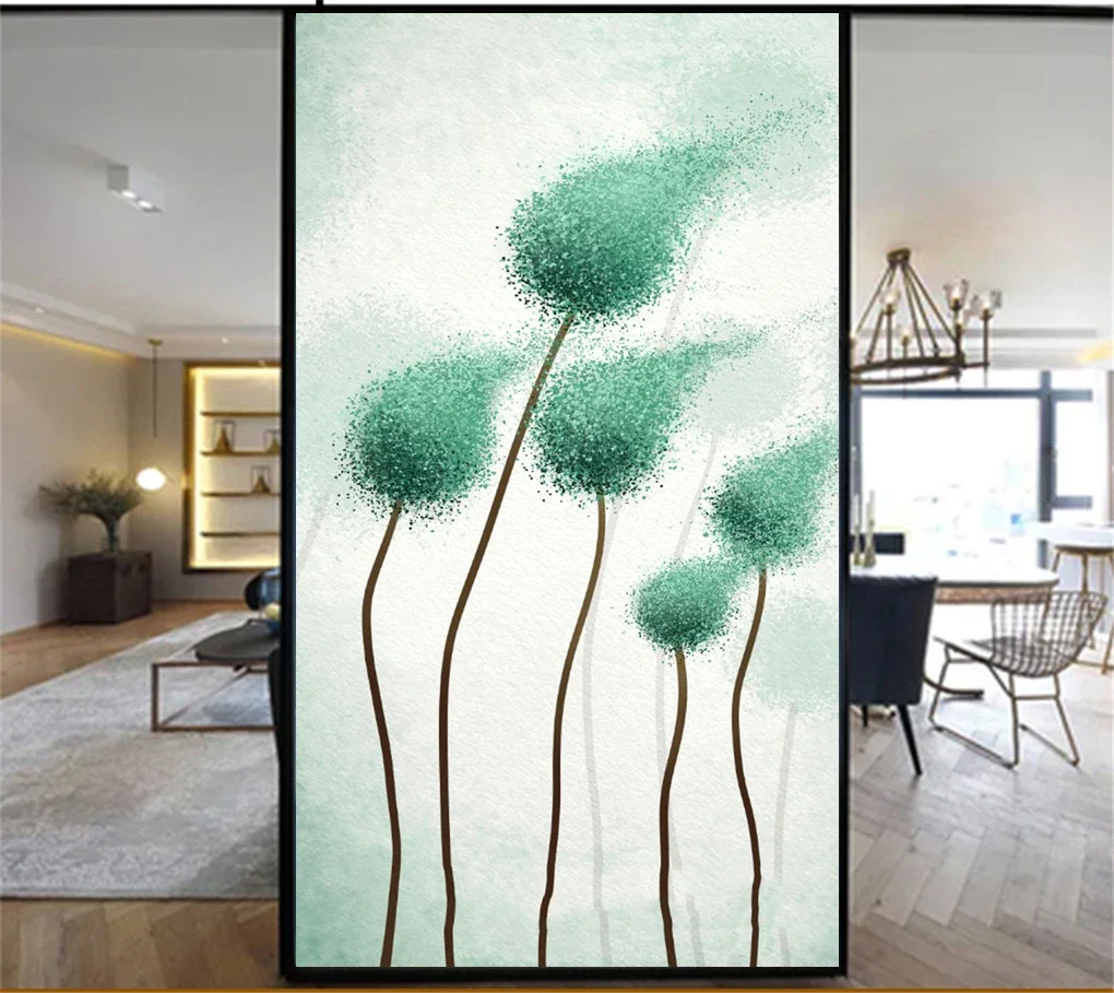 Static Cling Decorative Windows Film Privacy  Plant Flower Stained Glass Window Stickers   Frosted Windows  Film Tint