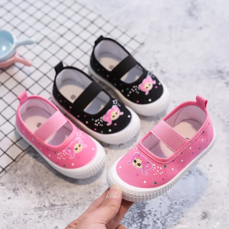 Mumoresip Fashion Girls Shoes Sweet Cute Children's Canvas Sneakers for Toddlers Baby Girl Size 21-30 Kids Casual Shoes Cartoon