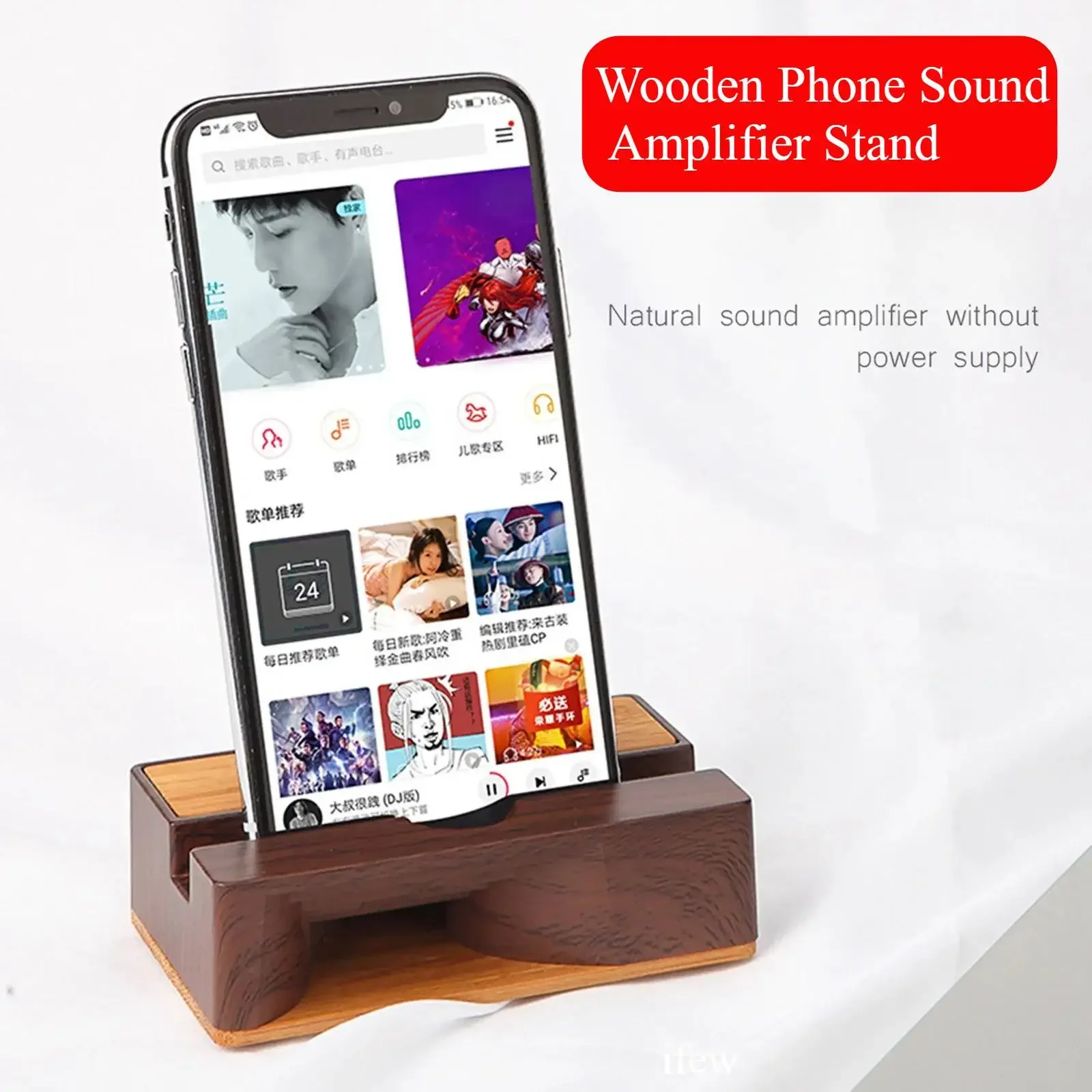 

Mobile Phone Holder Desk Sound Amplifier Stand Wooden Cell Phone Stand Bracket Kit with Sound Amplifier Phone Support Holding