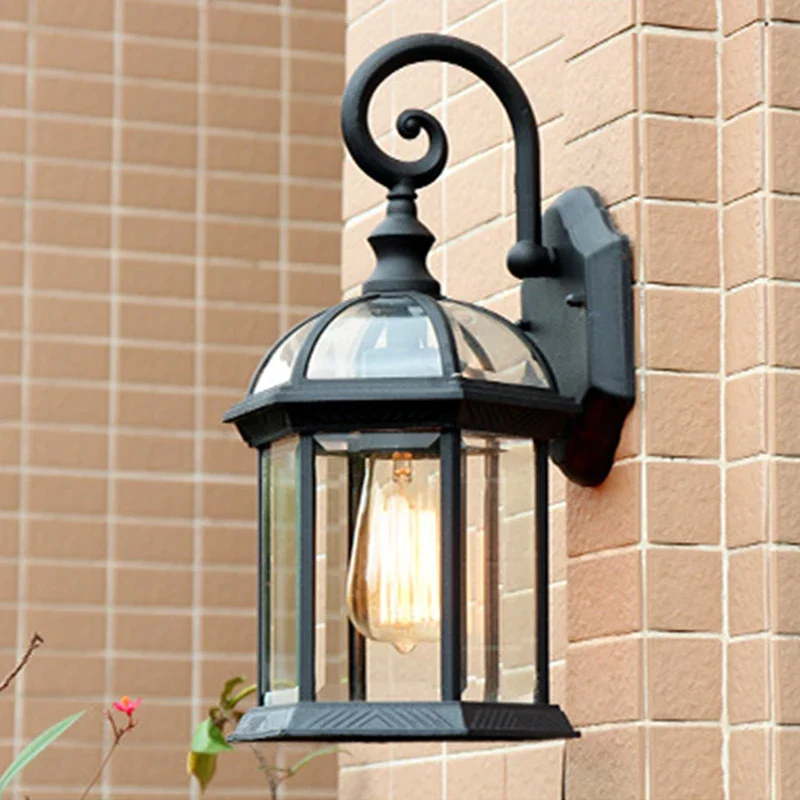 Impermeável LED Outdoor Wall Light, Varanda e Jardim Luzes, Lâmpada de parede ao ar livre, Decoração retro estilo europeu