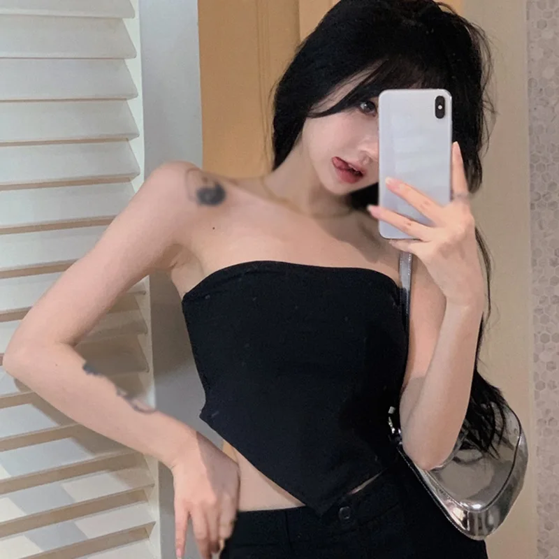 

Women's Bottoming Vest Slim Fit Sexy Tube Top Inner Wear All Match Camisole Casual Crop Top Short Style Suspender Summer