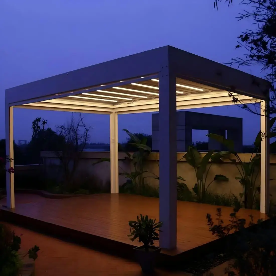 Environmentally Friendly Balcony Aluminum Alloy Pergola Anti Rust Outdoor Pavilion Adjustable Blinds Rainproof Durable Gazebo
