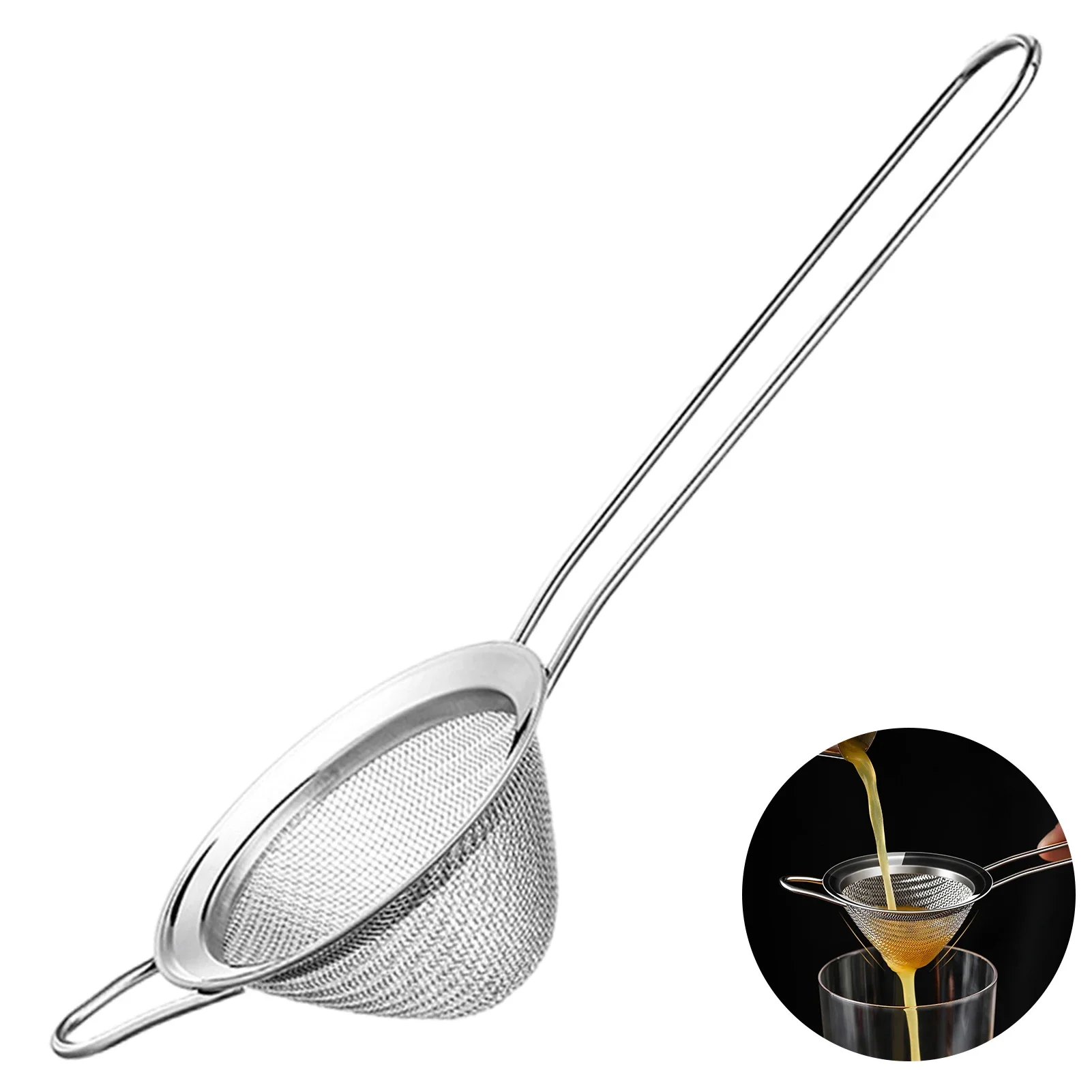 Flour Strainer Mesh Diameter 8cm Stainless Steel Colander Tea Sifter Food Strainers Fine Kitchen Sieve Filter Bar Strainer Tool