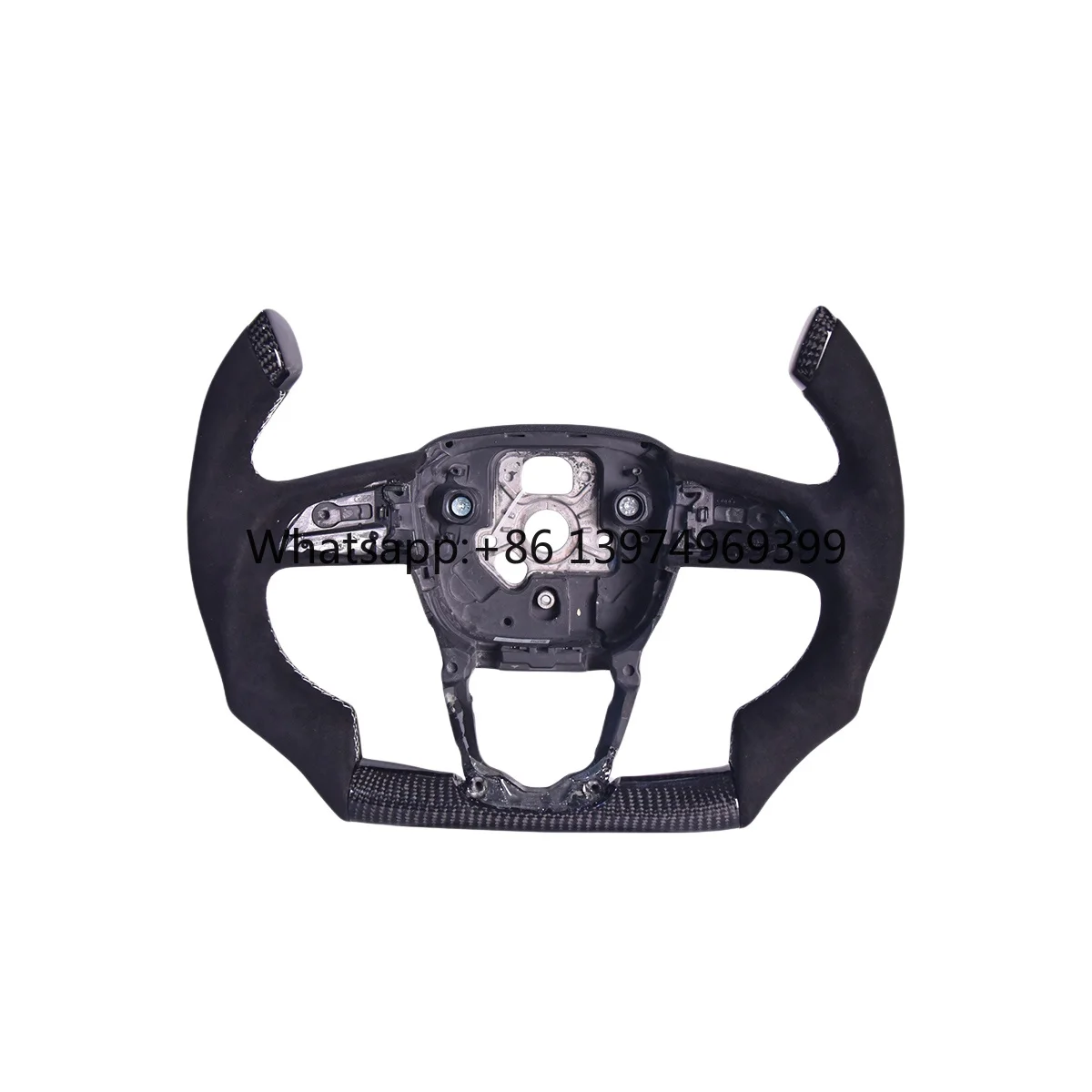 For Audi C6 C8 B9.5 Q3 Q5 Q7 Q8 A3 A4 A6L A8L RS3 Forged Carbon Fiber LED Steering Wheel  Suede Peach Wood Modification