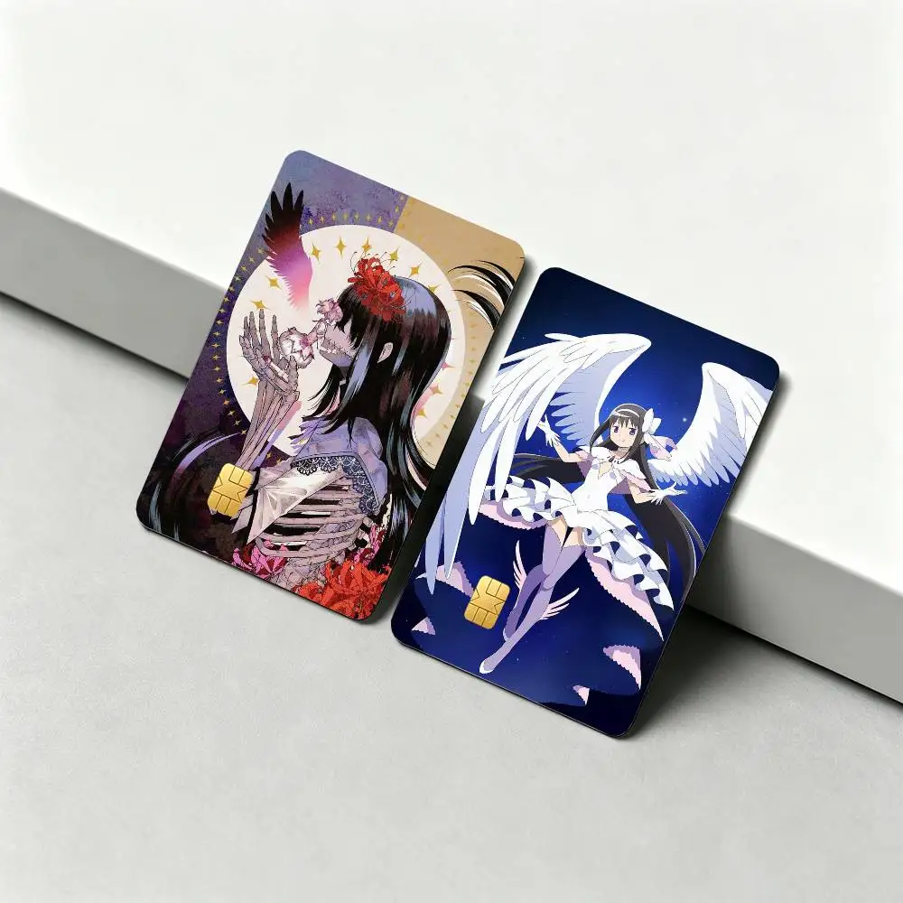 Kawaii Magi H-Homura Akemi 1Set 4Pcs Waterproof Card Skin Stickers for Credit Bus IC Cards