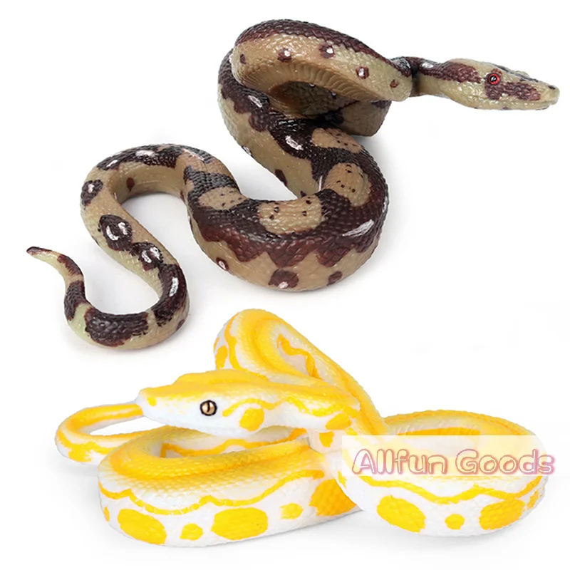 [TG835]Simulated Python Solid  Animal Biological Model Rubber Snake Children's Toy Collectible Ornament Halloween Tricky Toys