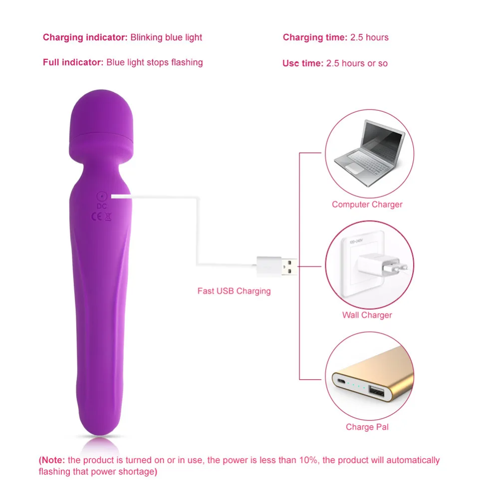 Heating Powerful Magic Wand Vibrator Oral USB Charging Clit Vibrators for Women Massager Adult Sex toys for Women Masturbator